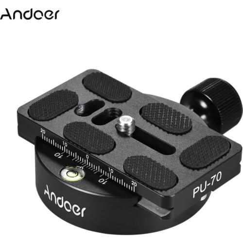Andoer KZ-40 Aluminum Tripod Head Universal Ball Head Disc Clamp Adapter w/ PU-70 Quick Release Plate Compatible for Arca Swiss