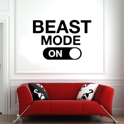 Beast Mode Wall Decal Fitness Sport Gym Motivational Quote Word Door Window Vinyl Stickers Study Room Office Interior Decor E273