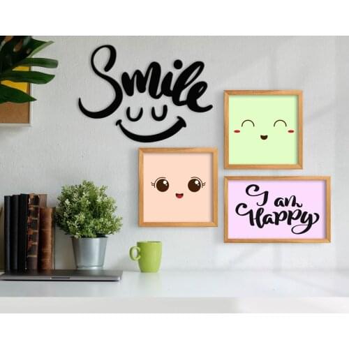 BK Home Decorative 3'lü Retro Wooden Table and Concept Wall Dekoru-2