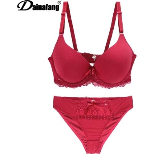 DAINAFANH Brand embroidered D E French lingerie large short dress cotton women sexy lingerie set Push Up Lace Lingerie Big Und
