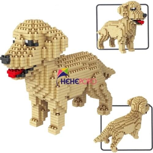 950pcs+ 6618-6 Golden Retriever Block Dog Pets Building Block Mini Bricks Model Cute Assemble Diy Model Toys for Children Gifts