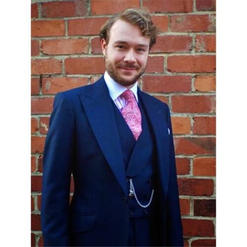 Handsome Groomsmen Wool blend Groom Tuxedos Mens Wedding Dress Man Jacket Blazer Prom Dinner (Jacket+Pants+Tie+Vest) A124