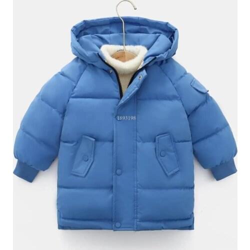 2021 Winter Childrens Cotton Padded Coats Mid-length Boys Girls Hooded Thick Warm Jackets Kid Fashion Cotton Parkas Outwear