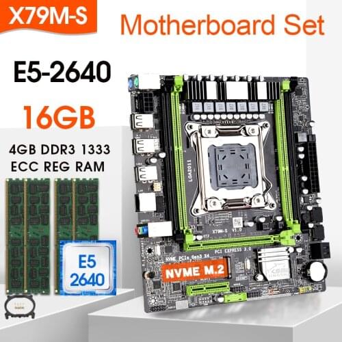 X79 M-S motherboard set with LGA2011 combos Xeon E5 2640 CPU 4pcs x 4GB=16GB memory DDR3 ECC RAM 1333Mhz NVME M.2 slot