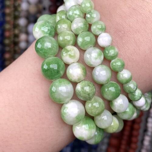 Natural Stone Green Persian Jades Round Beads For Bracelets Jewelry Making Diy Handmade Accessories 6-10mm Wholesale 15"