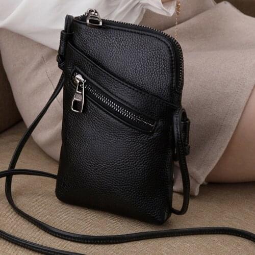 2020 Summer New Women Genuine Leather Shoulder Messenger Bags Female Cellphone Crossbody Bag Softness Small Purses and Handbags