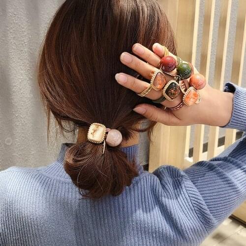 New Fashion Pearl Elastic Hair Bands For Women Girls Solid Color Scrunchies Headband Hair Ties Ponytail Holder Hair Accessorie