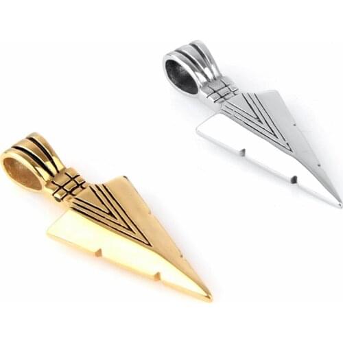 New Arrive 316L Stainless Steel Silver Color/Gold Personalty Arrow Pendant Mens Boys Jewelry Pendant Necklace Box Chain 24