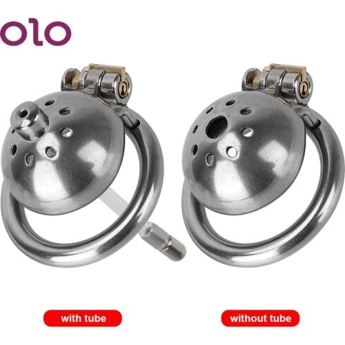 OLO Erotic Chastity Belt Sex Toys for Men Penis Ring Stainless steel Bird Cock Cage Lock Male Chastity Device Penis Attachments