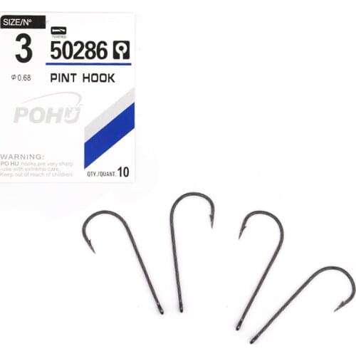 50pcs/pack Fishing Hooks Pint Hook with Eyes 50286 Sea Hook Stainless Steel White Big Extra Long Shank owner