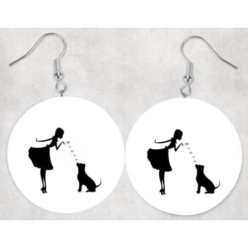 Faux Leather Earrings Best Friends Pet Dog Paw Love Heart Teardrop Valentines Day Gifts