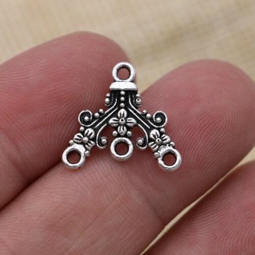 10PCS Antique Silver Plated 1-3 Flower Charm Connector for Jewelry Making Bracelet DIY Craft Findings Accessories