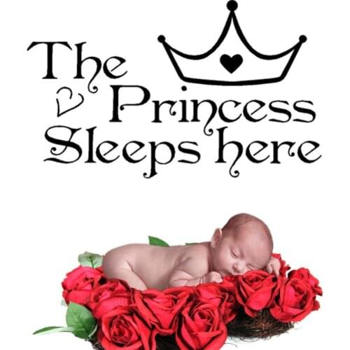 The Princess sleeps here Wall Sticker Quotes Lettering Art Vinyl Sticker Decal Home Decor Decoration Hot