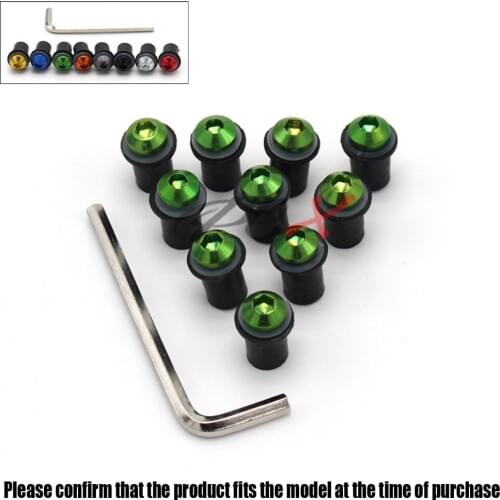 10Ps For KAWASAKI KX250F ZX9R VULCAN KX 125/250 ER6F KLX 250 Motorcycle Accessories Windshield Bolts Screw Nut Fastener Kit 5mm