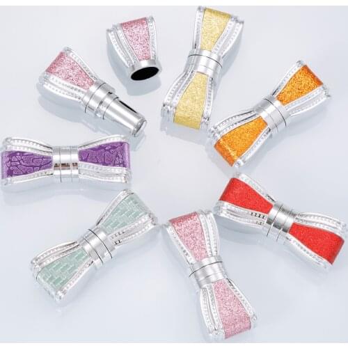 12.1mm Empty colorful bow shape lipstick tubes with shinning leather 20pcs