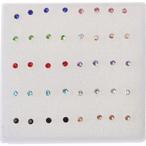 20 Pairs Colorful Faux Rhinestone Plastic Ear Studs Hypoallergenic Earrings