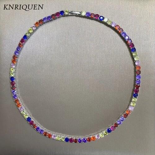 2021 New 100% 925 Real Silver 35CM High Carbon Diamond Necklace Sparkling 4MM Gemstone Cocktail Choker Wedding Fine Jewelry Gift