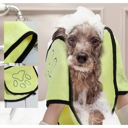 23*65 cm Pet Dog Bath Towel Microfiber Ultra-Absorbent Cat Small Dogs Drying Towel Blanket With Pocket For Large Dogs Bathrobe