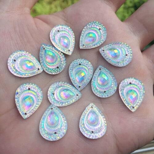 40pcs White AB Resin Peacock eye Drop Rhinestone wedding Decoration crystal Strass-B250
