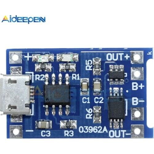 5Pcs TC4056A 5V 1A Micro USB 18650 Lithium Battery Charging Board Charger Module+Mic Protection Dual Functions