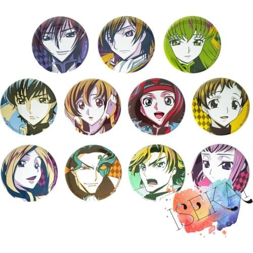 Code Geass Anime Lelouch Zero Suzaku C.C. Kallen Shirley Fenette Anya Alstreim Milly Ashford Gino Metal Badge Brooch Pins
