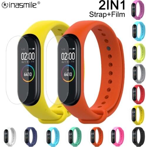 Bracelet for Xiaomi Mi Band 3 4 Sport Strap watch Silicone wrist strap For xiaomi mi band 2 3 4 bracelet +Screen Protector