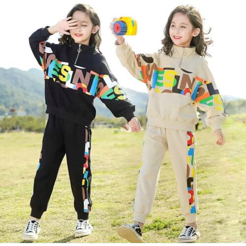 Girls Clothes 2020 Autumn Spring Long Sleeve Letter Coats + Pants Suits Kids Clothes Teen Children Clothing Sets 4-14 Years