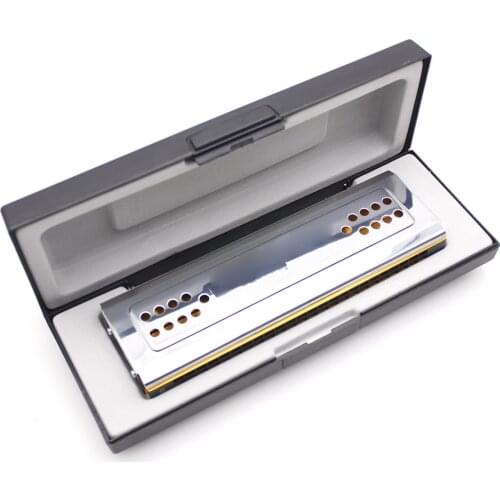 Swan 2-in-1 Dual-sided Tremolo Harmonica Mouth Organ Dural Key of C&G 24 Double Holes Reed Wind Instrument with Padded Box