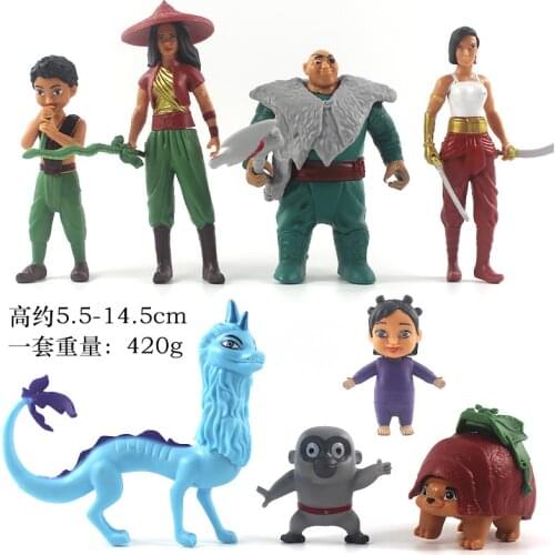 Disney 8pcs/set Raya and The Last Dragon Action Figure Toy Raya Princess Dragon Collectible Model Dolls Kids Birthday Xmas Gifts