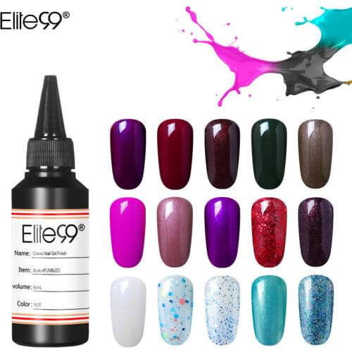 Elite99 60ML Pure Color Shiny Shimmer Sequins Color Gel Polish Soak Off UV LED Nail Varnish Gel Polish Beauty Salon Manicure
