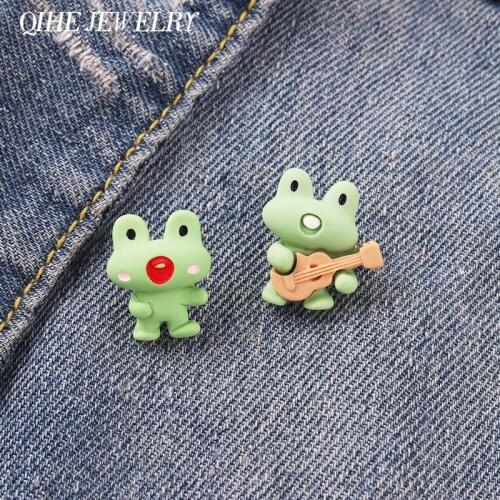 Green Frog Enamel Pin Animal Cartoon Brooch Metal Backpack Hat Sweater Badge Lapel Children Men Women Friends Gifts Jewelry