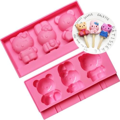 Rabbit Bear Homemade Ice Cream Mold with 50 Sticks DIY Cartoon with Lid Xg267