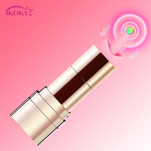 IKOKY 10 Frequency Bullet Tongue Licking Vibrator Clit Stimulator G-spot Vibrator Adult Game Silicone Lipstick Shape Vibrator