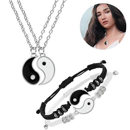 Creative Tai Chi Paired Pendant Couple Necklaces for Lovers Best Friends Yin Yang Long Gold Chain Necklace Fashion Jewelry Gift
