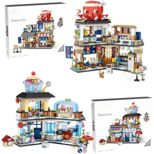 LOZ Mini Blocks City View Scene Coffee Shop Retail Store Architectures Models & Building Quiz Christmas Toy for Children