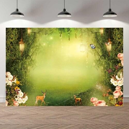 Neoback Summer Fairy Fantasy Forest Flowers Wedding Party Backdrop Customized Kids Birthday Decorations Background Photocall