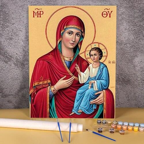 Region Orthodox Icon Paint By Numbers Complete Kit Oil Paints 40*50 Canvas Painting Loft Picture For Adults Handicraft