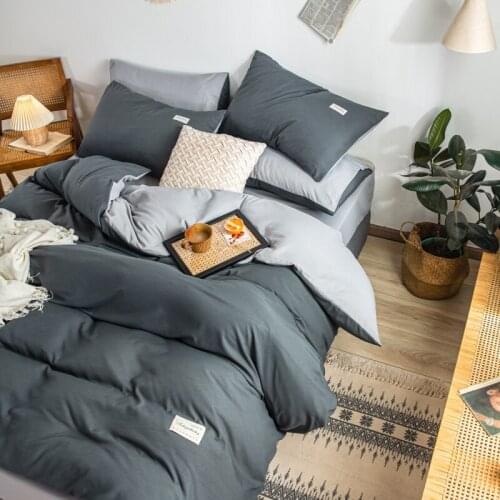 Solid Color Duvet Cover 220x240 Bed Linens Bedding Sets Long-staple Cotton Fitted Bed Sheet Sets with Pillowcases Home Textiles
