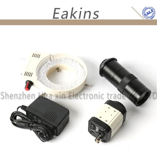 BNC Camera Mounting Electronic Video Digital Microscope Eyepiece 800 Lines Industrial Camera+100X C-Mount Lens+56 LED Lights