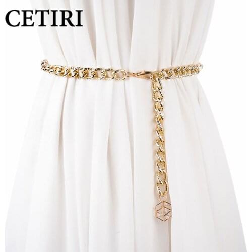 CETIRI belts for women chain stretchy strap elegant waist belt metal designer belts luxury female thin waistband ceinture femme