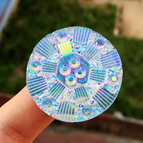 6PCS 35mm Resin Rhinestones For Handmade Jewelry White AB Flatback DIY button Cabochon -B720