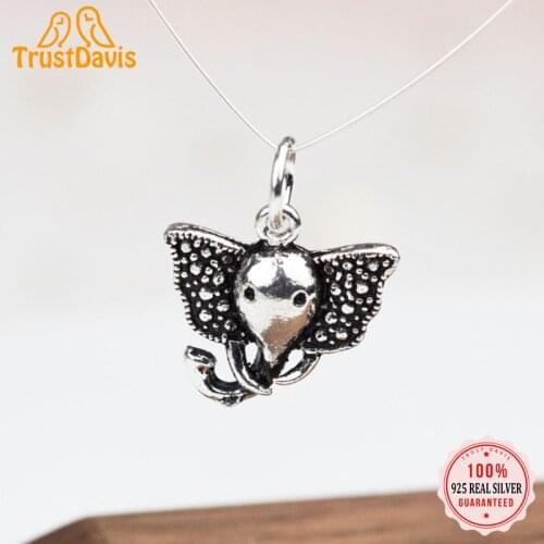 TrustDavis Real 925 Sterling Thai Silver Fashion Sweet Animal Elephant Charm Pendant Handmade DIY Accessories Wholesale DZ174