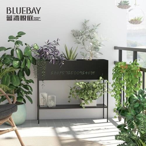 Nordic outdoor flower stand partition rack double-layer large plant stand outdoor balcony floor garden green plant stand