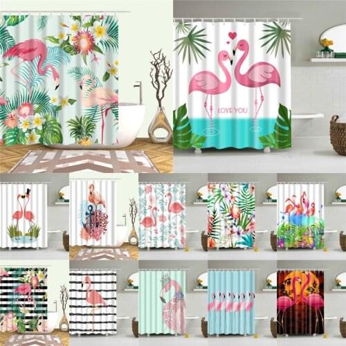 Animals Flamingo Nordic Picture Waterproof Shower Curtains Bathroom 3d Print Polyester Fabric Bath Screen Home Decor Accessories