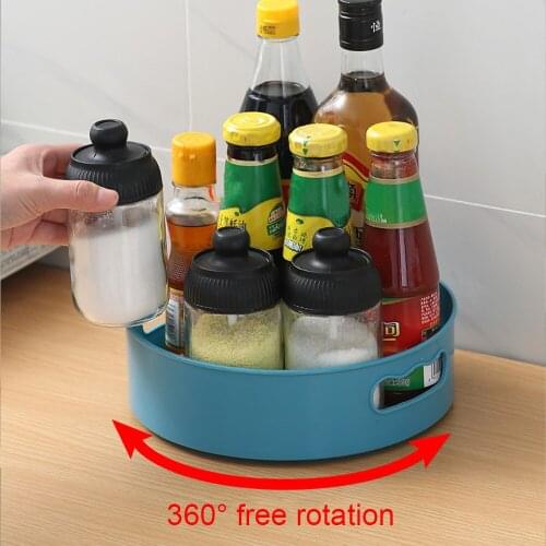 360 Rotating Storage Tray Kitchen Spice Jar Food Snack Tray Home Seasoning Spice Racks Organizer Multifunctional Storage Plate