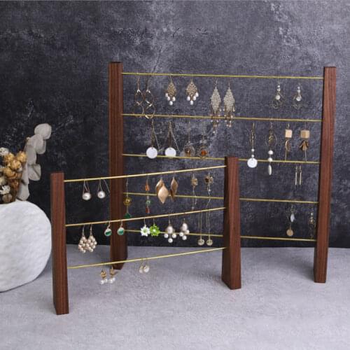 High Quality Simple And Large-capacity Walnut Earrings Storage And Display Stand Earrings Display Shooting Props Jewelry Shelf