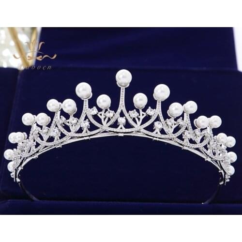 High quality Pearls Brides Crowns Tiaras Stunning Zircon Wedding Hairbands Headpieces Bridal Dresses Hair Accessories
