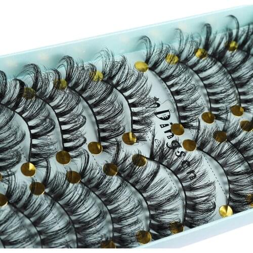 SKONHED 10 Pairs Woman Fashion Fluffy Natural Wispy False Eyelashes Eye Lash Extension Crisscross Long 3D Faux Mink Hair