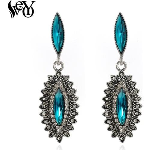 VEYO Round Rhinestone Drop Earrings for Women Retro Style Eyelike Earings Fashion Jewelry Bijoux femme