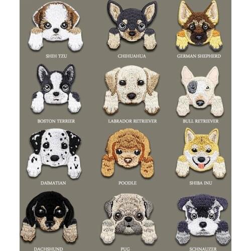 12PCs Mixed Iron On Patches For Clothing Embroidery Dog Patch Summer Fabric Badge Stickers For Clothes Jeans Decoration